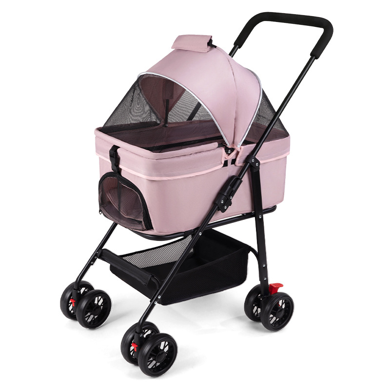 Pet Stroller Carrier - Haustier-Transportwagen, inklusive 360-Grad-Vorderrad-Drehung, Hinterradbremsen, Netzseitenwänden, abnehmbarem