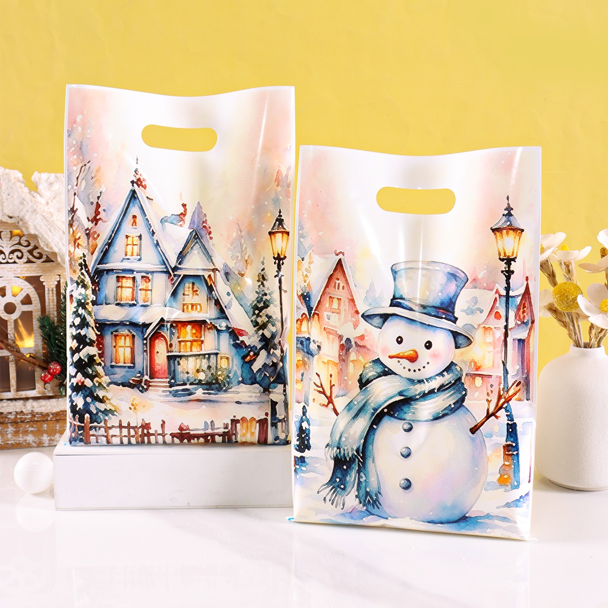 Pet Supplies Discount - 10/20/50 Stück Blaue Weihnachtsgeschenktüten mit Schneemann-