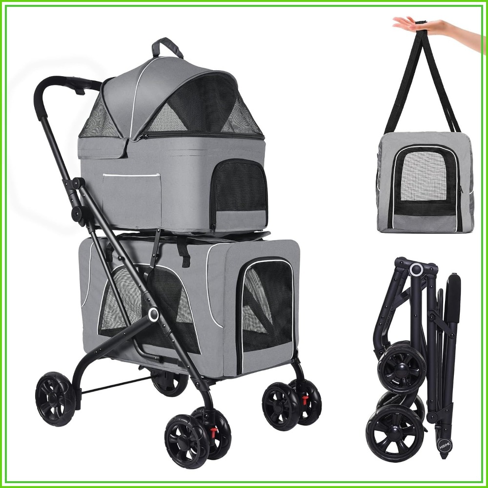 Pet Stroller Carrier - Doppelter Haustierbuggy mit 2 abnehmbaren Tragetaschen