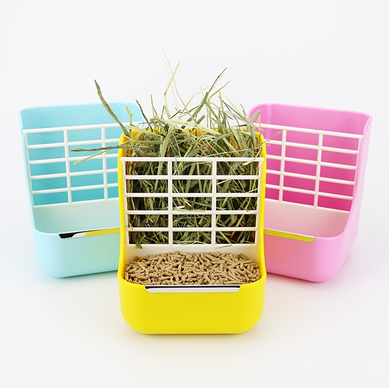 Pet Supplies Is Food - 2-in-1 Heu-Futterbehälter mit Käfighalterung, kippsicher und