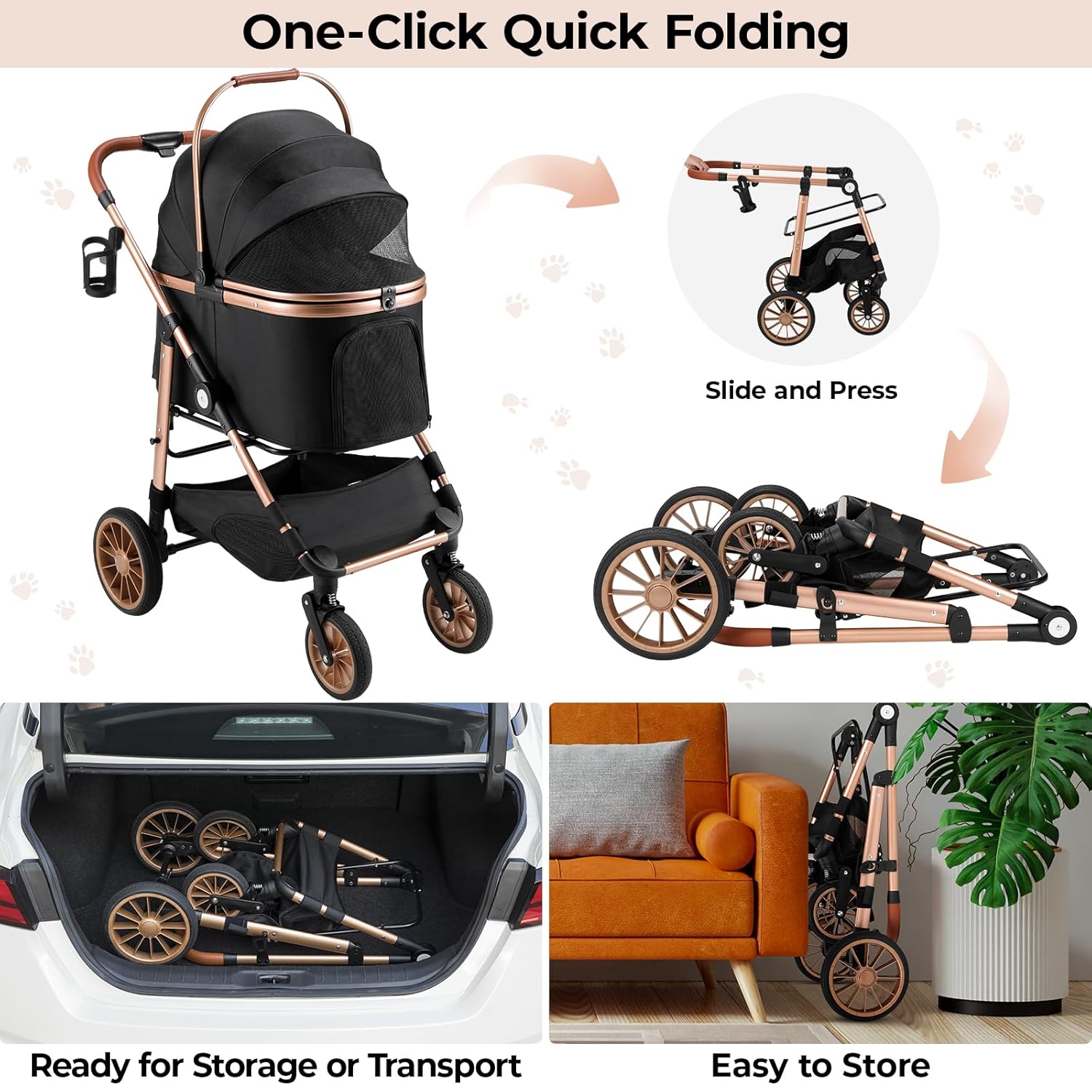 Faltbarer Haustierbuggy für mi – Pet Stroller Carrier Bewertung und Preis