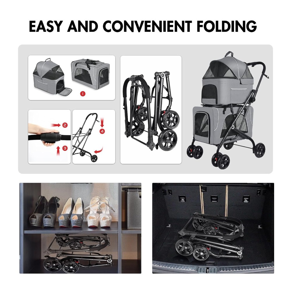 Doppelter Haustierbuggy mit 2  – Pet Stroller Carrier Bewertung und Preis